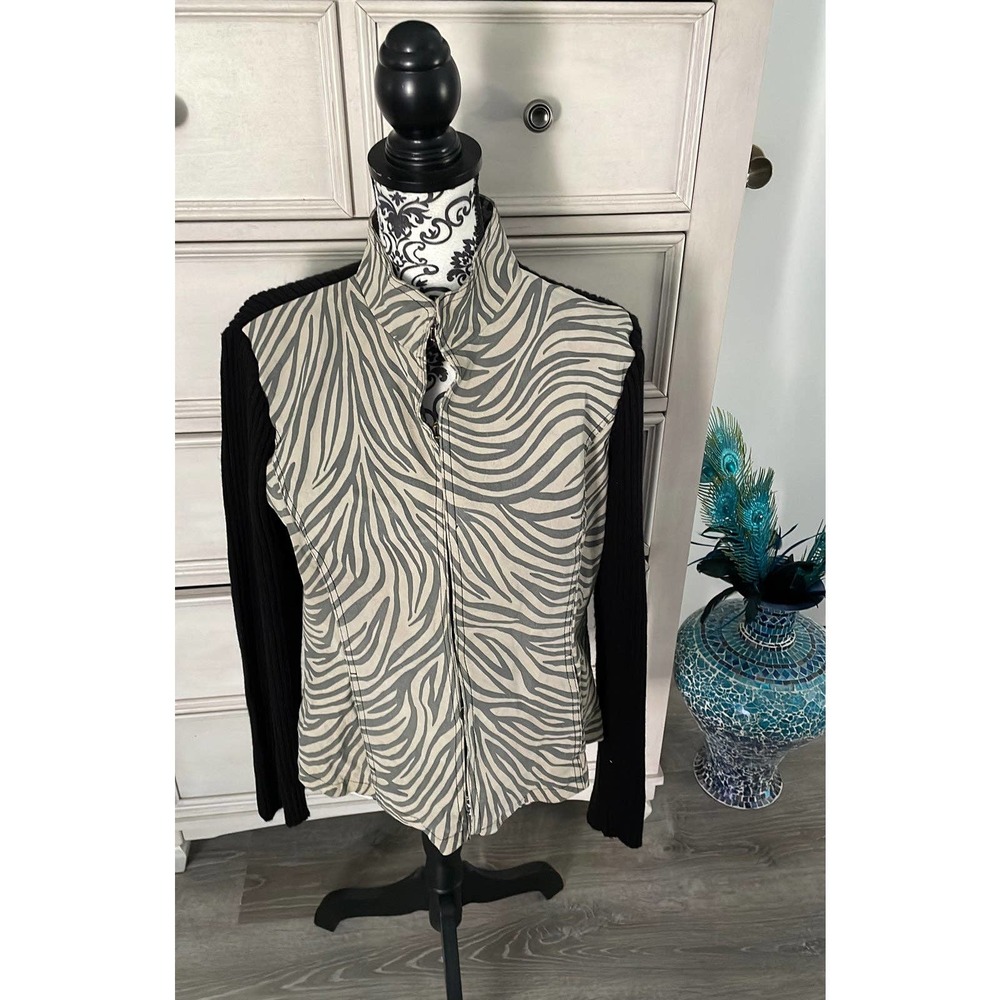 Women’s designer leather zebra print jacket petite XL